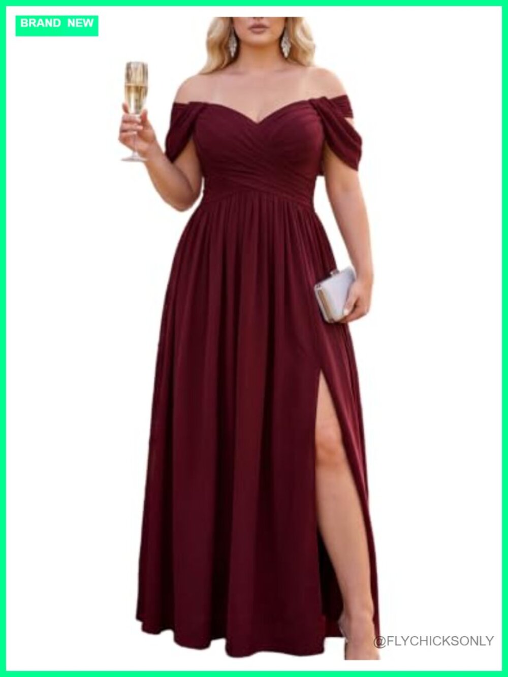 Plus Size A-Line Formal Gown Chiffon Maxi Dress Bridesmaid Wedding Guest